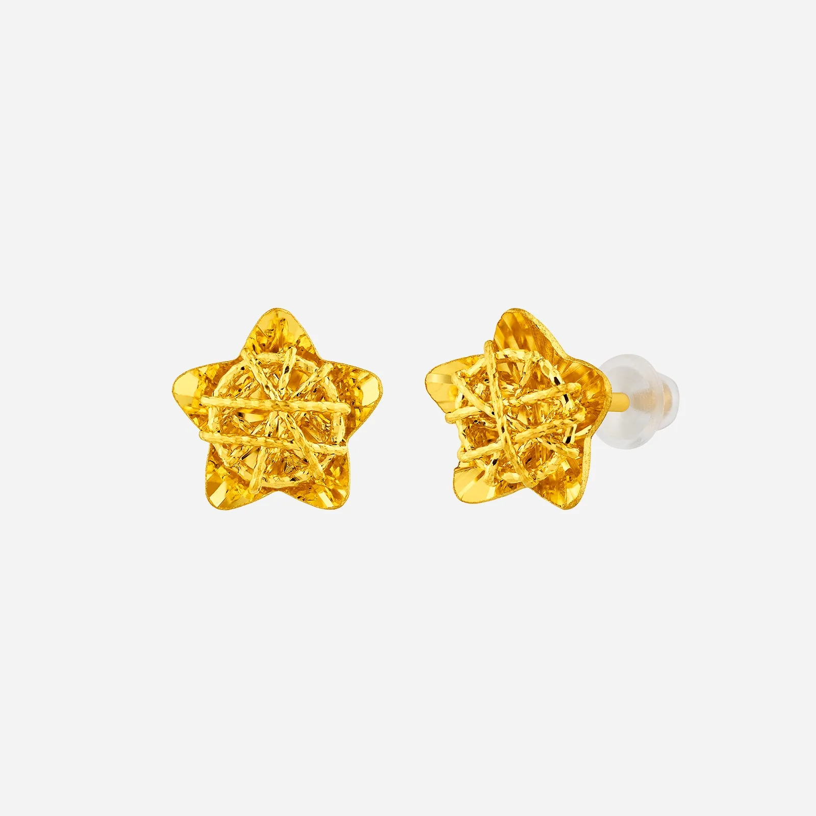 Tweed Star Earrings in Yellow Gold (H999STYLE1303A)