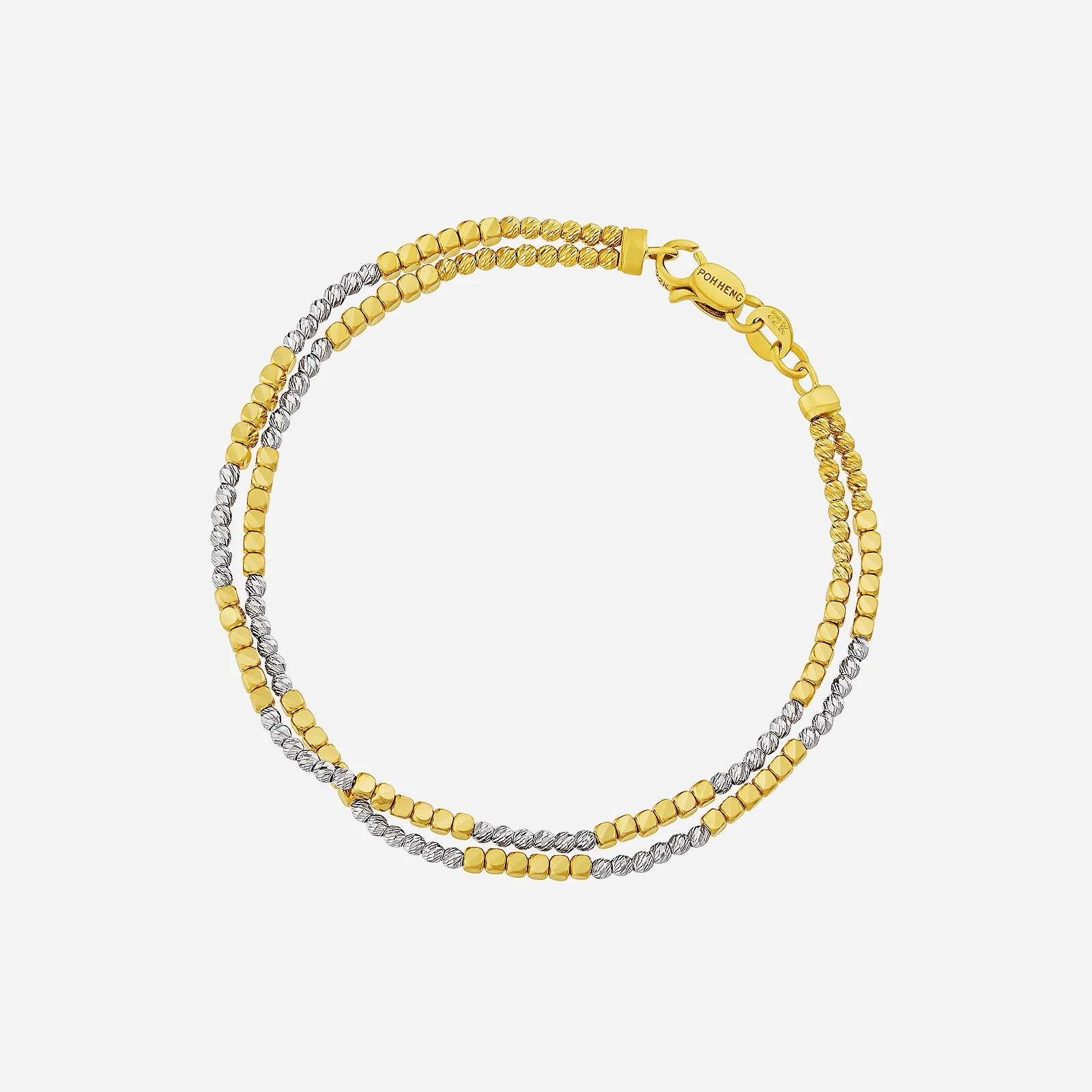 Twin Beaded Bracelet in Yellow White Gold (E22KSTYLE0637A)