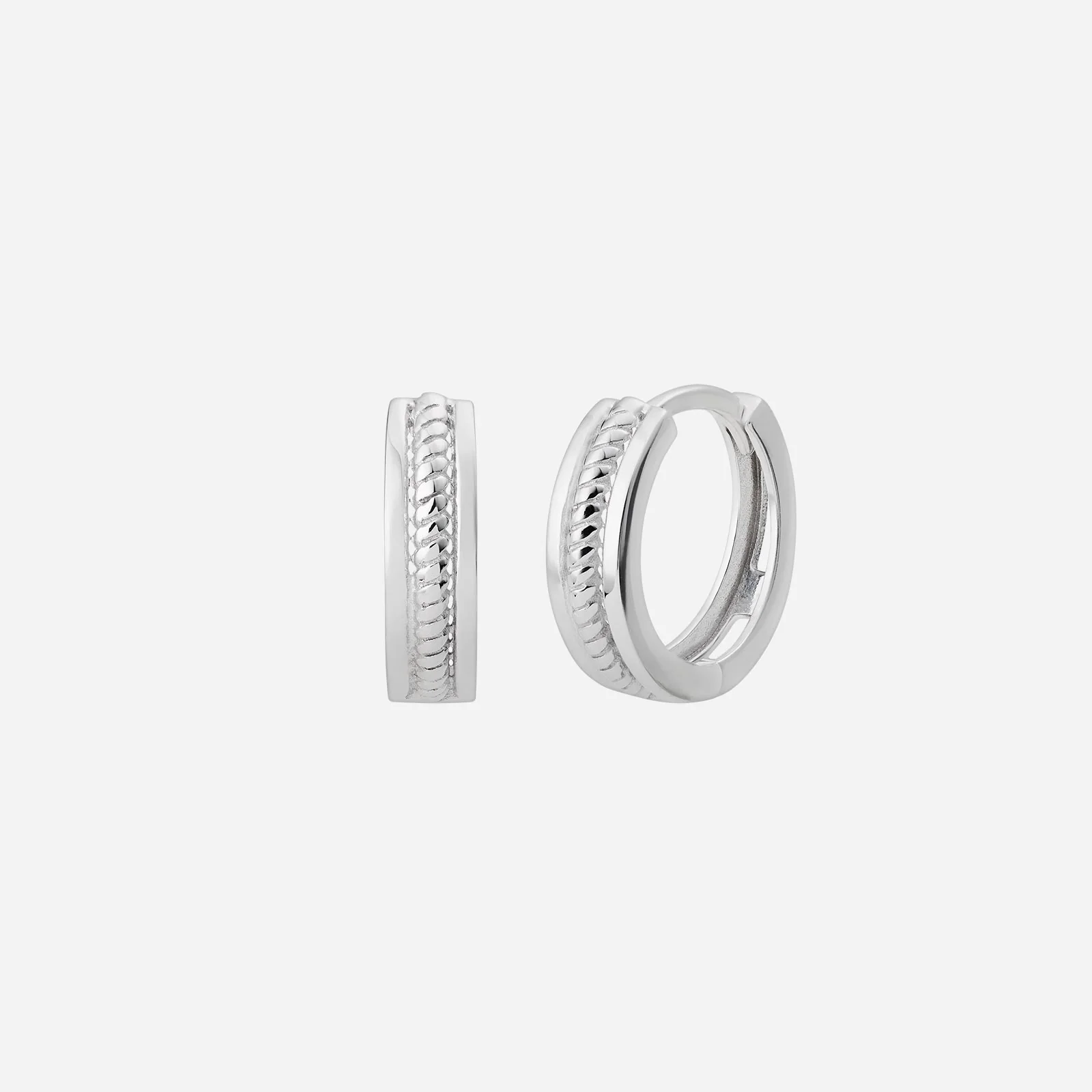 Twist Huggie Earrings in White Gold (H750STYLE1208A)