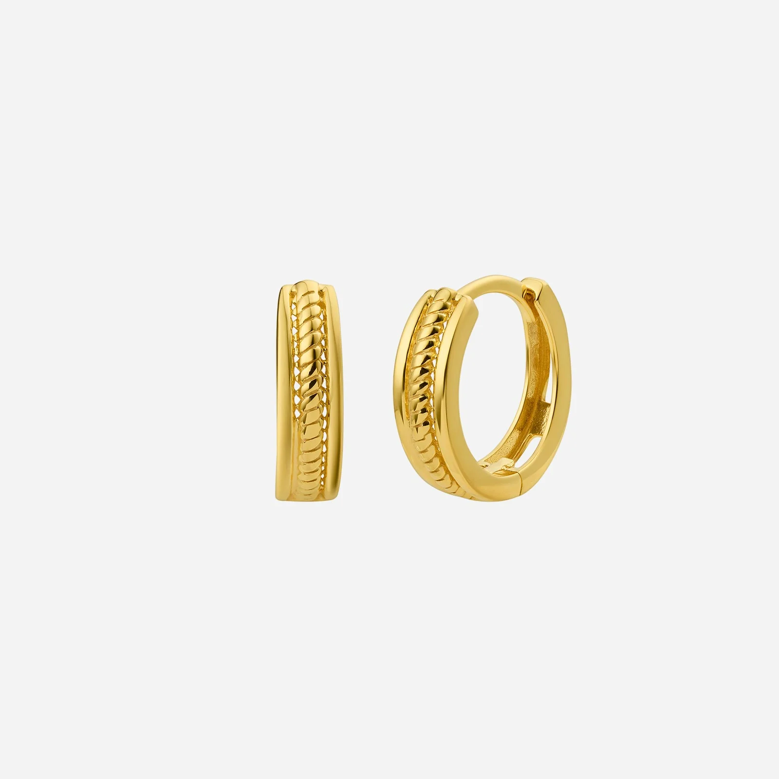 Twist Huggie Earrings in Yellow Gold (H22KSTYLE1193A)