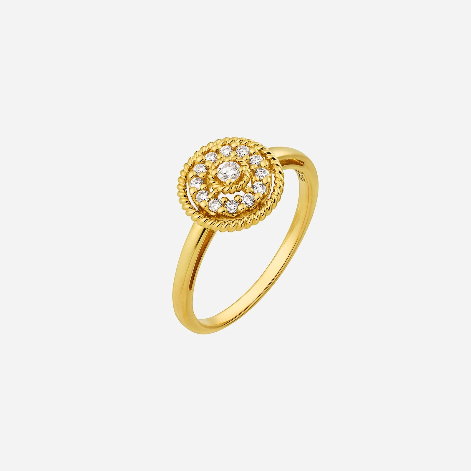 Twisted Halo Diamond Ring in Yellow Gold (ADIAGROUP004S0001A)