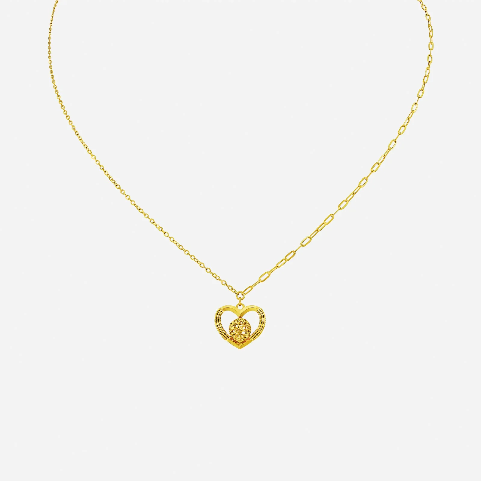 Weave Heart Necklace in Yellow Gold (F22KSTYLE0499A)