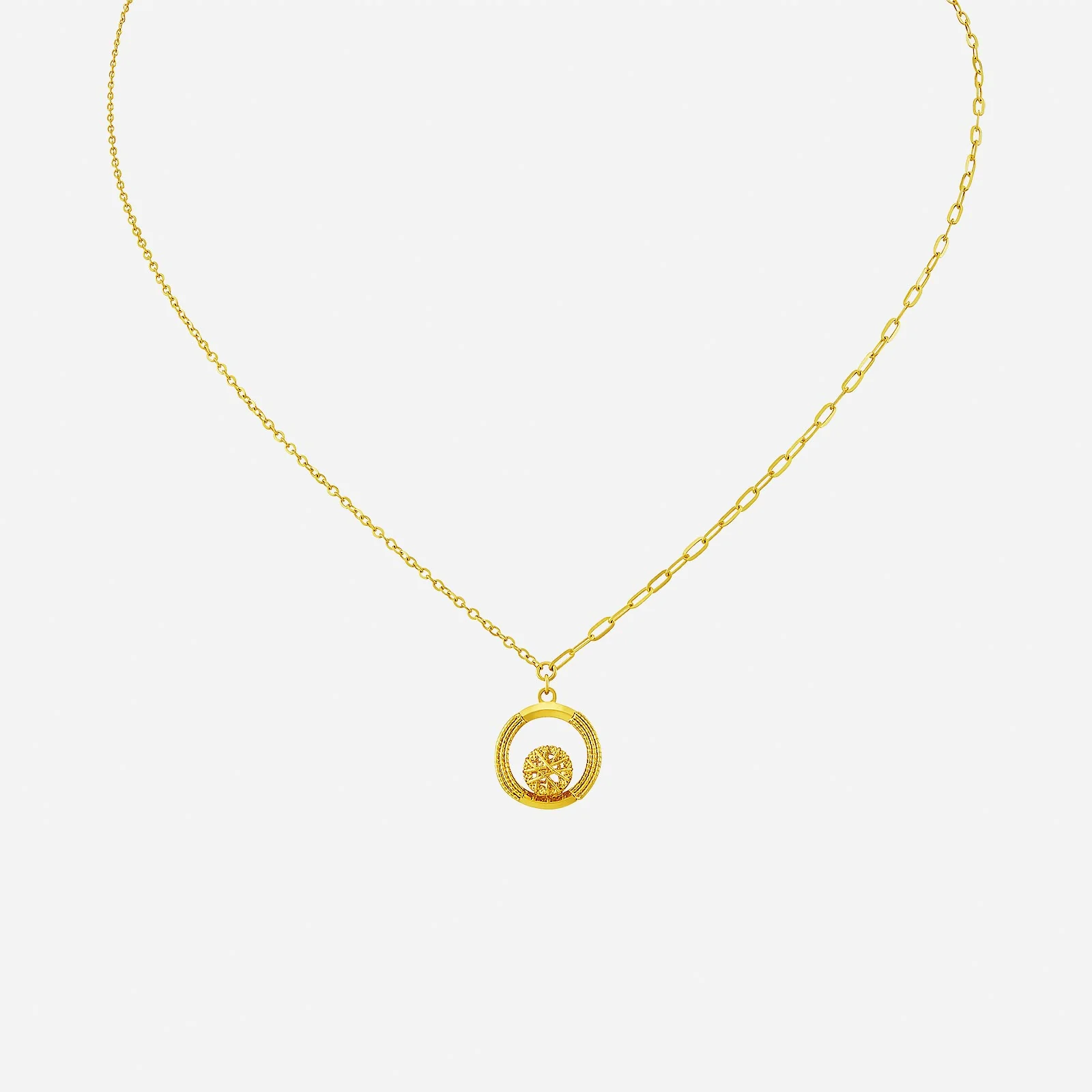 Weave Sphere Necklace in Yellow Gold (F22KSTYLE0498A)