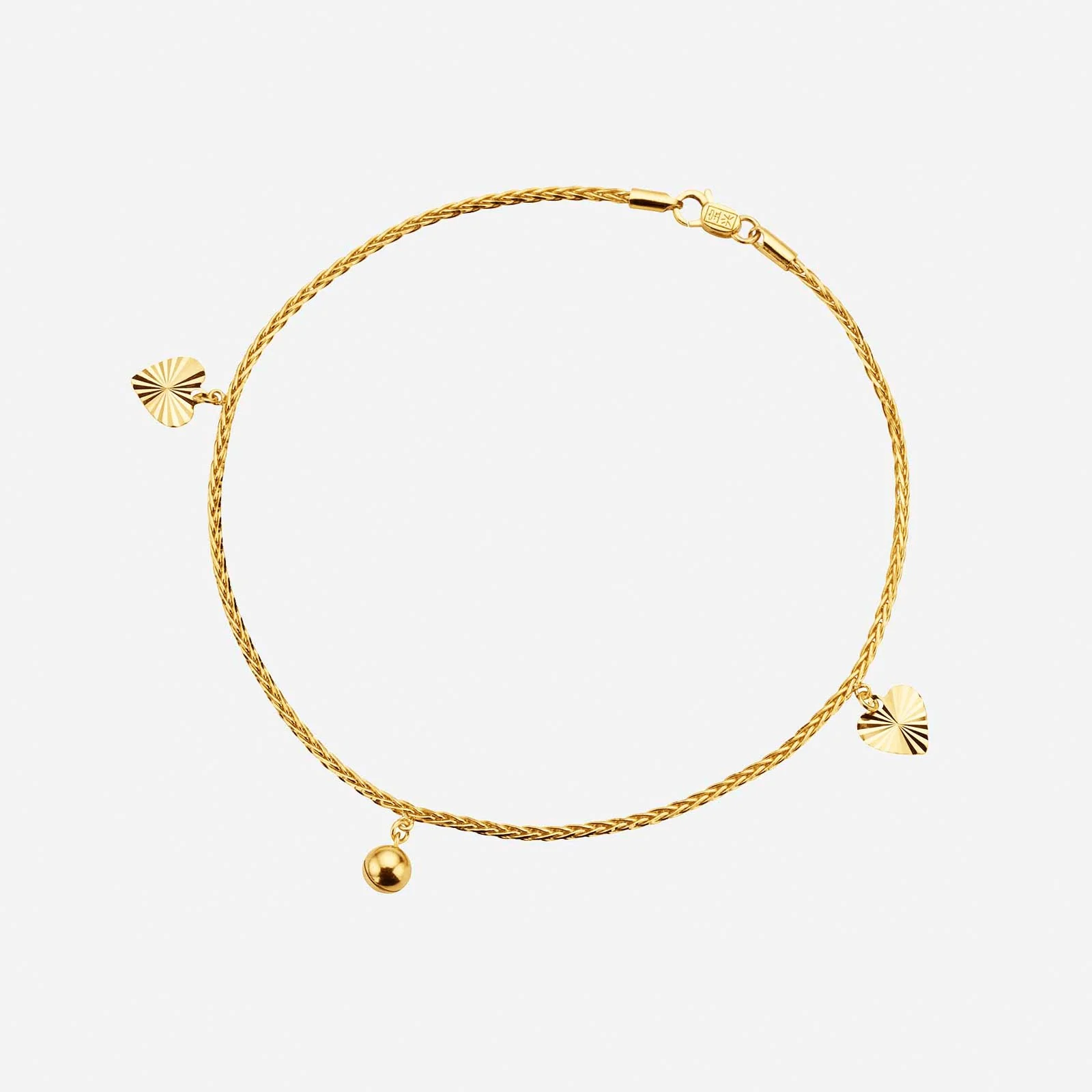 Wheat Chain Anklet in Yellow Gold (KWHEATDC0200002A)