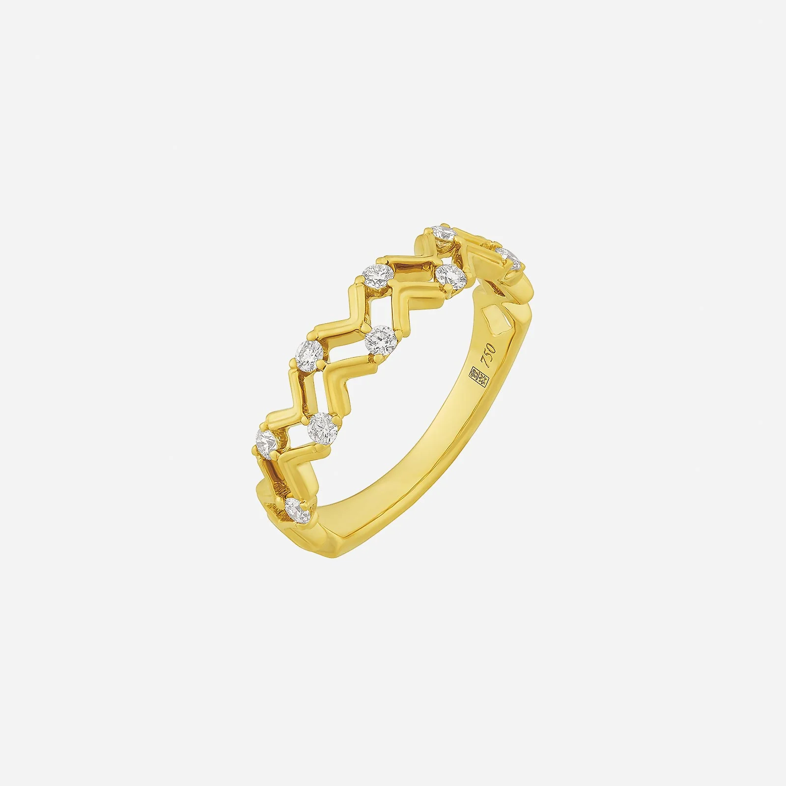 Wiggly Diamond Ring in Yellow Gold (ADIASTYLE1026A)